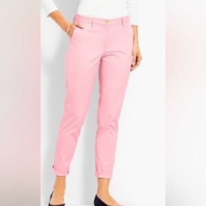 Talbots Girlfriend Chino Pants Size 12 Stretch Tapered Ankle Mid Rise Pink